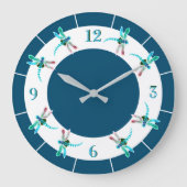 Dragonfly | Aquamarine Rundwanduhr Große Wanduhr (Vorderseite)