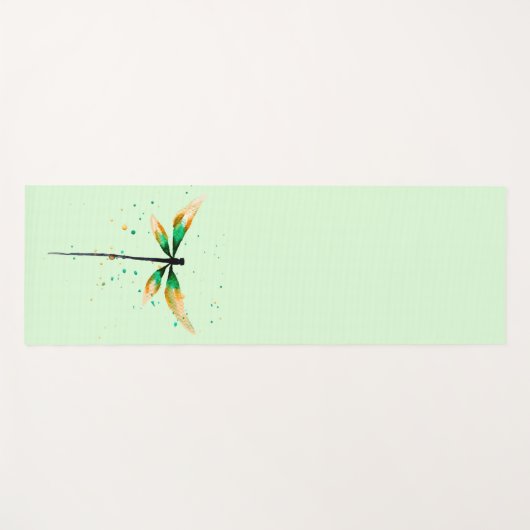 Dragonfly Aquarellkunst ruhige grüne Natur Yogamatte (Vorderseite (Horizontal))