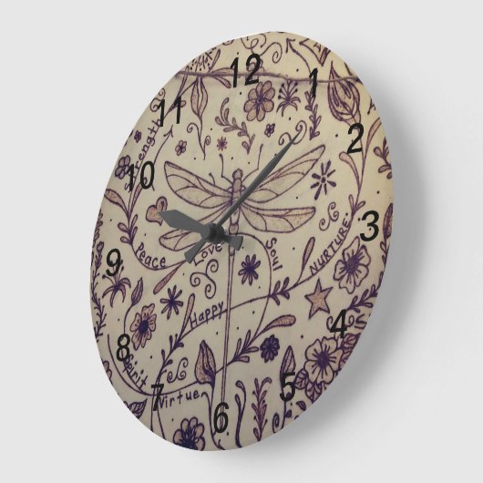 Dragonfly Art Große Wanduhr (Winkel)