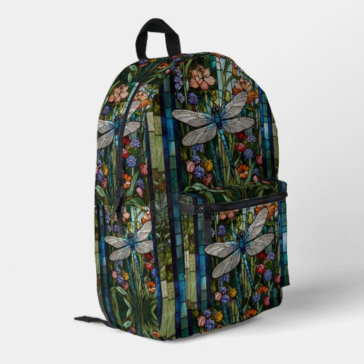 Dragonfly Art Malerei botanischer boho chic Wald Bedruckter Rucksack (Rückseitige Ecke links)