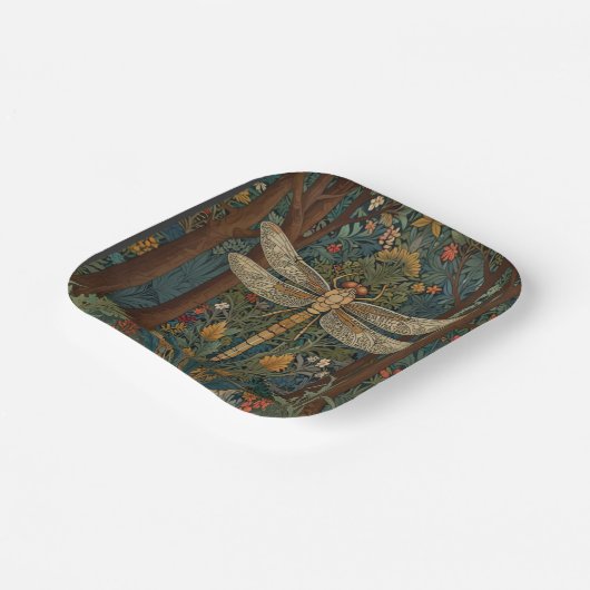 Dragonfly Art Malerei botanischer boho chic Wald Pappteller (Gewinkelt)
