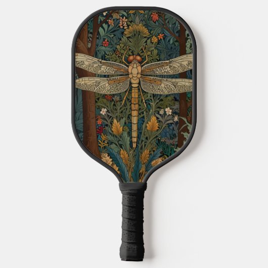 Dragonfly Art Malerei botanischer boho chic Wald Pickleball Schläger (Rückseite)