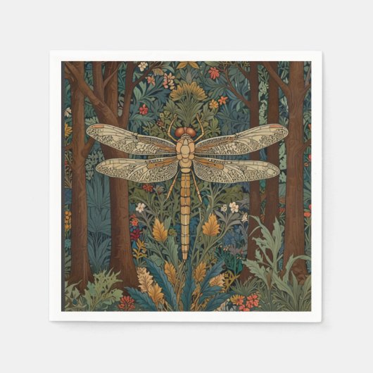 Dragonfly Art Malerei botanischer boho chic Wald Serviette (Vorderseite)