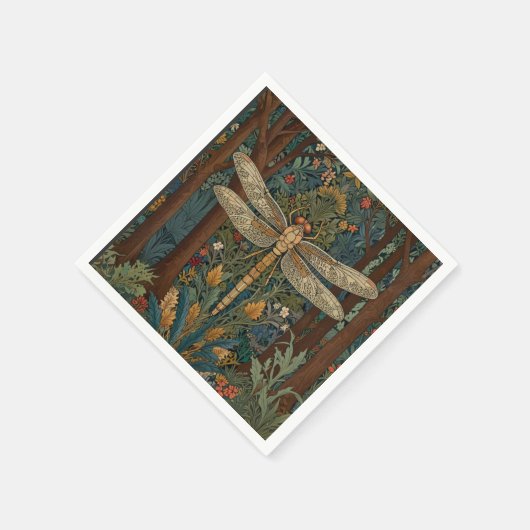 Dragonfly Art Malerei botanischer boho chic Wald Serviette (Ecke)