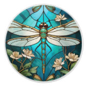 Dragonfly Art Nouveau Deko Aqua Keramikknauf (Vorderseite)