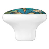 Dragonfly Art Nouveau Deko Aqua Keramikknauf (Seitenansicht)
