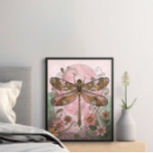 Dragonfly Art Print, Boho Wall Decke, Poster
