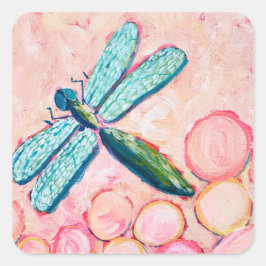 Dragonfly Art Quadratischer Aufkleber