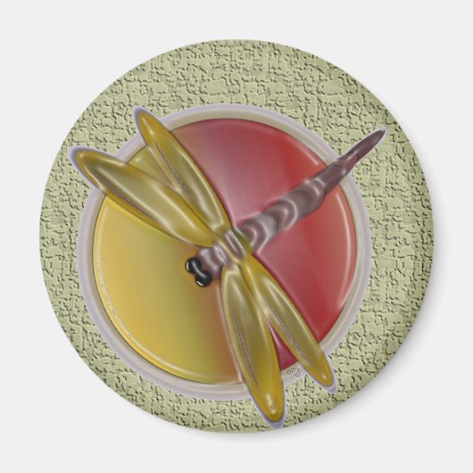 Dragonfly Art Round Magnet (Vorne)