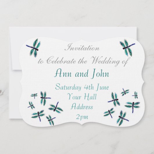 Dragonfly Art Türkis Einladung (Vorderseite)
