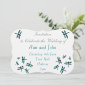 Dragonfly Art Türkis Einladung (Stehend Vorderseite)