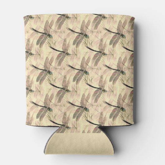 Dragonfly Artistic Gold Design Muster Dosenkühler (Rückseite)