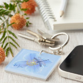 Dragonfly auf Blue Poppy Schlüsselanhänger Keyring (Vorderseite rechts)