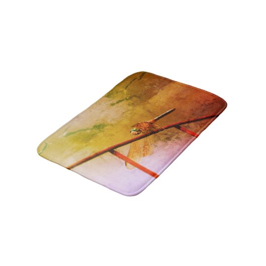 Dragonfly auf Drahtzaun Abstrakt erschüttert Badematte (Schrägansicht)