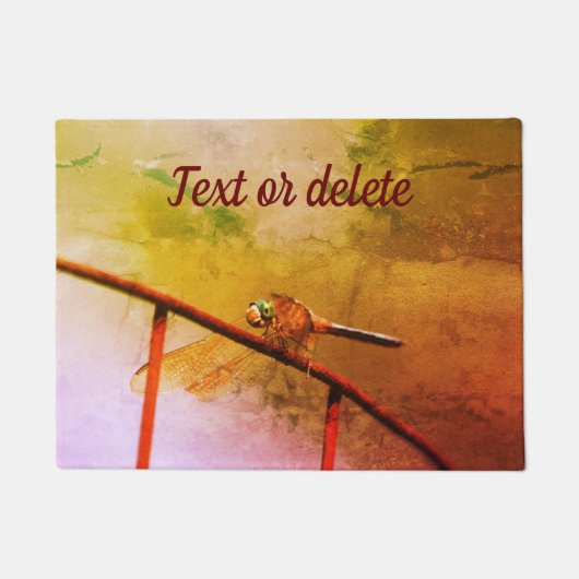 Dragonfly auf Drahtzaun Abstrakt Personalisiert Fußmatte (Vorderseite)