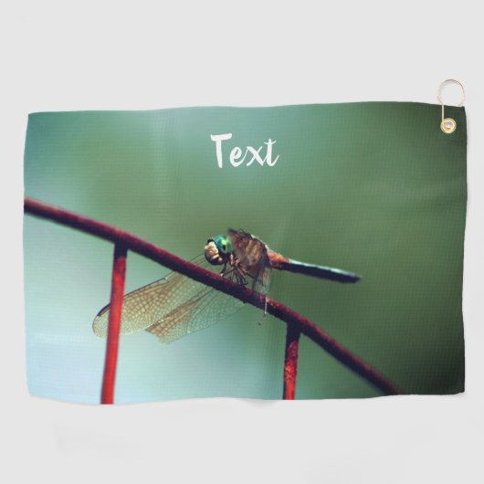 Dragonfly auf Drahtzaun Personalisiert Golfhandtuch (Horizontal)