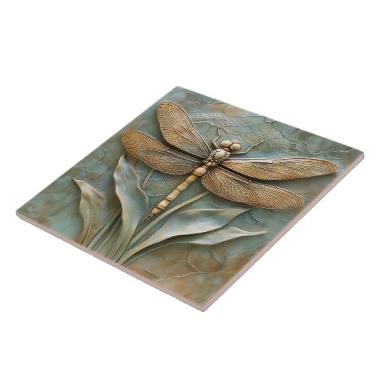 Dragonfly auf Gras-Imitate-Hilfe Fliese (Seite)