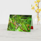 Dragonfly auf rotem Blatt Karte (Gelbe Blume)