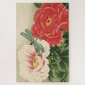 Dragonfly auf Vintagen botanischen japanischen Peo Puzzle (Vertikal)