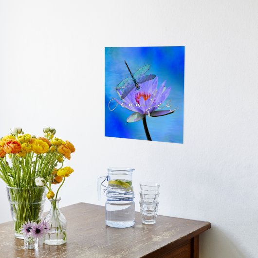 Dragonfly auf Water Lily w Foil Name Prints Foliendrucke (Ablage(Küche))