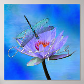 Dragonfly auf Water Lily w Foil Name Prints Foliendrucke (Vorderseite)