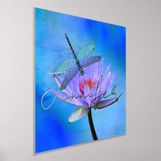 Dragonfly auf Water Lily w Foil Name Prints Foliendrucke (Ablage )