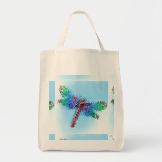 Dragonfly aus Hartglas (blau) Tragetasche (Vorne)