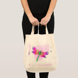 Dragonfly aus verkettetem Glas (pink) Tragetasche