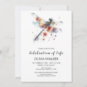 Dragonfly-Beerdigung feiert Leben Einladung (Vorderseite)