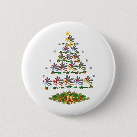 Dragonfly Bird Weihnachtsbaum Geschenk Weihnachten Button (Vorderseite)