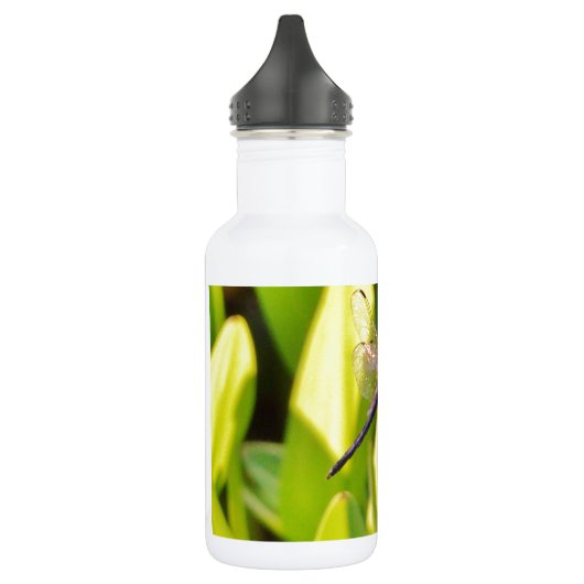 Dragonfly Blau und schwarz auf Gras. Edelstahlflasche (Links)