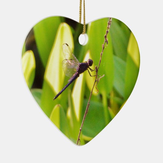 Dragonfly Blau und schwarz auf Gras. Keramik Ornament (Rechts)