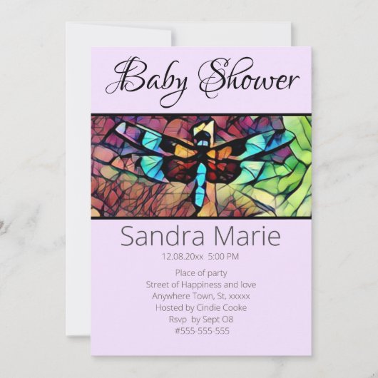 Dragonfly Blue Aquamarin Aqua Black Baby Dusche Einladung (Vorderseite)