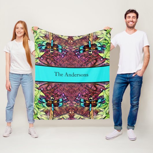 Dragonfly Blue Aquamarin Aqua Fleecedecke (Beispiel)