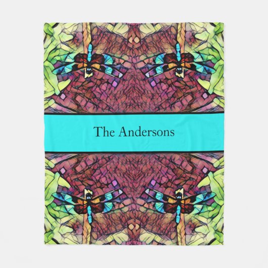 Dragonfly Blue Aquamarin Aqua Fleecedecke (Vorderseite)