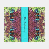 Dragonfly Blue Aquamarin Aqua Fleecedecke (Vorderseite (Horizontal))