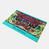 Dragonfly Blue Aquamarin Aqua Fußmatte (Schrägansicht)