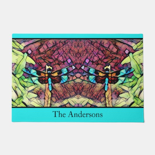 Dragonfly Blue Aquamarin Aqua Fußmatte (Vorderseite)