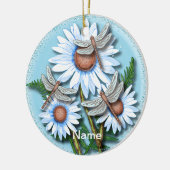 Dragonfly Blue Daisies Keramik Ornament (Links)