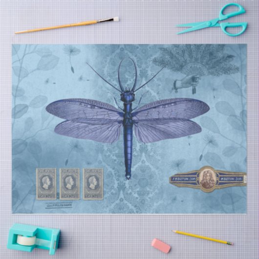 Dragonfly Blue Decoupage Tissue Paper Seidenpapier (Basteln)