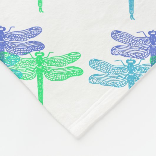Dragonfly Blues Fleece Blanket (Ecke)