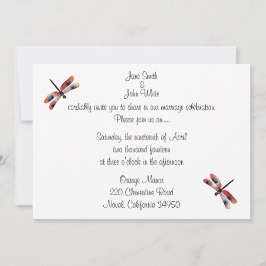 Dragonfly-Blüh-Einladung Einladung (Rückseite)