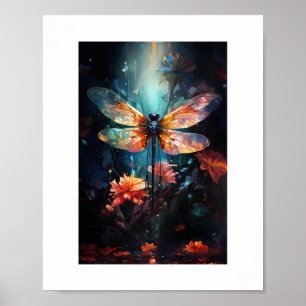Dragonfly Blume Kunst, Dichtung Poster