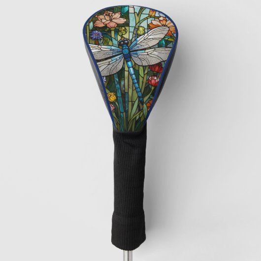 Dragonfly boho floral botanical stain glass golf headcover (Vorderseite)
