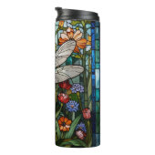 Dragonfly boho floral botanical stain glass thermosbecher (Nach rechts gedreht)