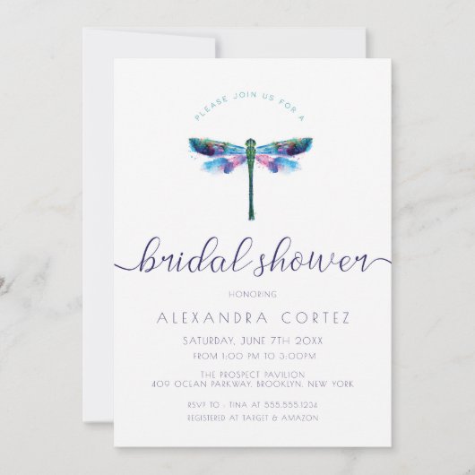 Dragonfly Brautparty Einladung (Vorderseite)