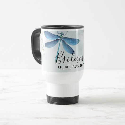 DragonFly BRIDESMAID Brautparty Personalisiert Reisebecher (Vorderseite Links)