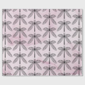 Dragonfly Bug Insect Lover Pink Geschenkpapier (Flach)