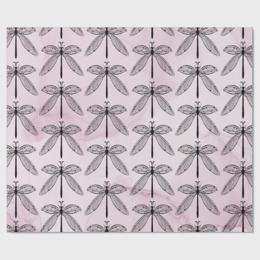 Dragonfly Bug Insect Lover Pink Geschenkpapier (Flach)