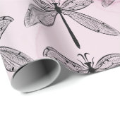 Dragonfly Bug Insect Lover Pink Geschenkpapier (Rolleneckpunkt)